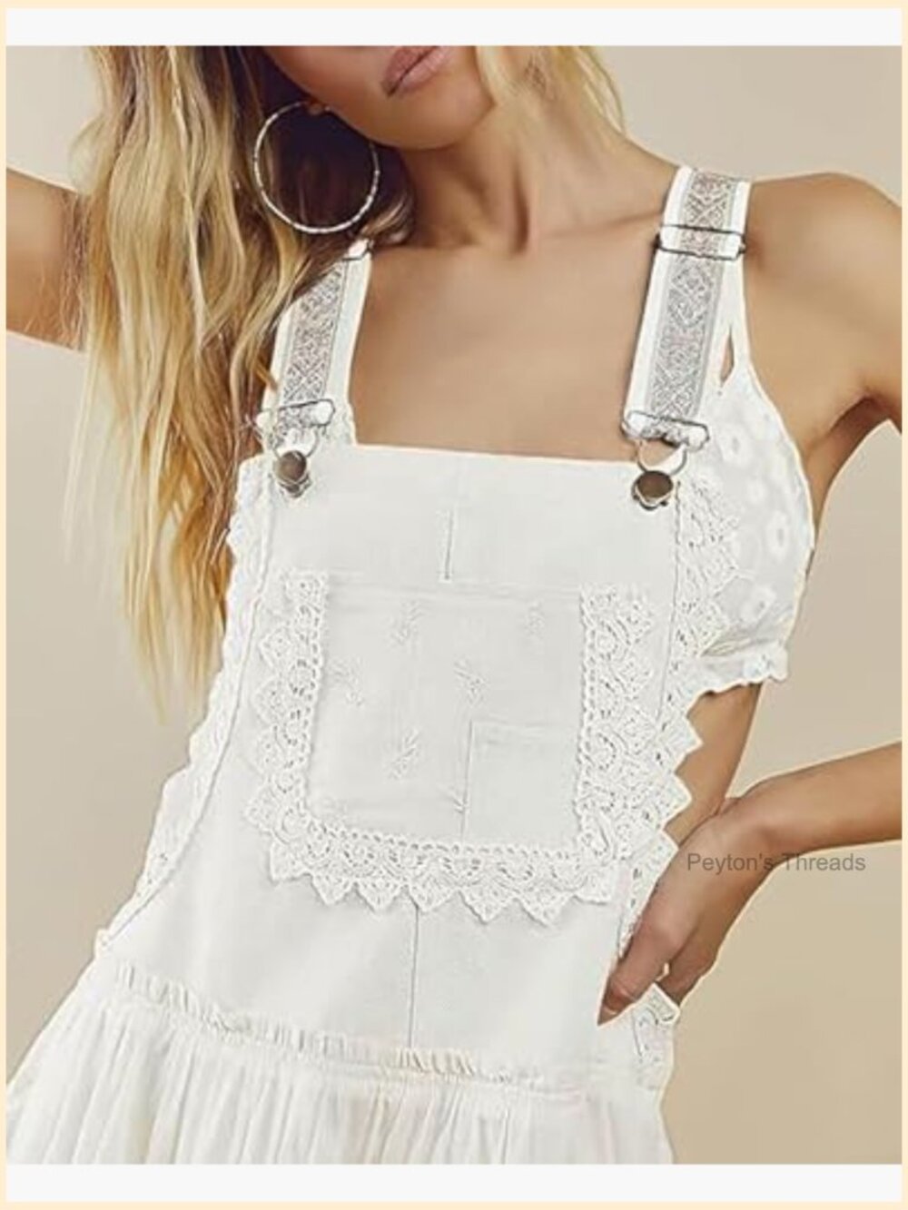 Lace Embroidered Adjustable Strap Maxi Dress with Pockets - Picture 3 of 7